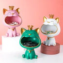 Modern white and gold lucky cat sculpture kitchen fruit bowl by Decorbites