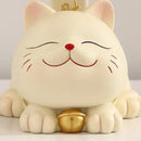 Pink & cream ceramic lucky cat statue storage tray living room by Decorbites