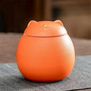 Cute colorful ceramic cat tea storage jar kitchen candy by Decorbites