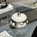 Modern black & white ceramic ashtray with silver drip – living room decor by Decorbites