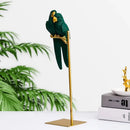 Modern pink gold and teal parrot resin ornament living room decor by Decorbites