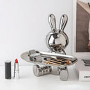 Modern gold & silver lucky rabbit key tray living room decor by Decorbites