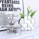 Modern gold & silver lucky rabbit key tray living room decor by Decorbites
