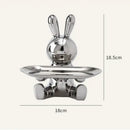 Modern gold & silver lucky rabbit key tray living room decor by Decorbites