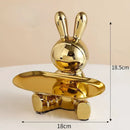 Modern gold & silver lucky rabbit key tray living room decor by Decorbites