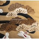 GobekUsa Lucky Rabbit Pine Forests Embroidery Silk Velvet Pillowcase with Tassels