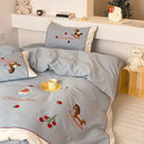 GobekUsa Lucky Trojan Cotton Embroidered Bedding Set: High-end Skin-Friendly Duvet Cover Set