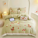 GobekUsa Lucky Trojan Cotton Embroidered Bedding Set: High-end Skin-Friendly Duvet Cover Set