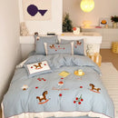 GobekUsa Lucky Trojan Cotton Embroidered Bedding Set: High-end Skin-Friendly Duvet Cover Set