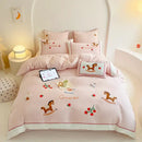 GobekUsa Lucky Trojan Cotton Embroidered Bedding Set: High-end Skin-Friendly Duvet Cover Set