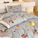 GobekUsa Lucky Trojan Cotton Embroidered Bedding Set: High-end Skin-Friendly Duvet Cover Set