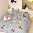 GobekUsa Lucky Trojan Cotton Embroidered Bedding Set: High-end Skin-Friendly Duvet Cover Set
