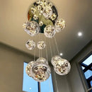 GobekUsa Luminous Glass Ball Pendant Chandeliers for Living Dining Room Decor LED Lighting