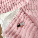 GobekUsa Luxe Faux Rabbit Fur Weighted Double Blanket for Cozy Bed Warmth
