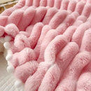 GobekUsa Luxe Faux Rabbit Fur Weighted Double Blanket for Cozy Bed Warmth