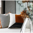 GobekUsa Luxe Flannelette Leather Patchwork Cushion Covers for Modern Home Decor