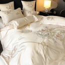 GobekUsa Luxe Floral Bird Embroidery 1000TC Egyptian Cotton Bedding Set