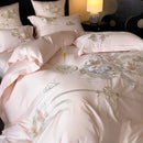 GobekUsa Luxe Floral Bird Embroidery 1000TC Egyptian Cotton Bedding Set