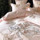 GobekUsa Luxe Floral Bird Embroidery 1000TC Egyptian Cotton Bedding Set