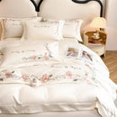 GobekUsa Luxe Floral Embroidery Bedding Set, Queen/King, 100% Cotton