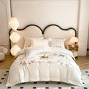 GobekUsa Luxe Floral Embroidery Bedding Set, Queen/King, 100% Cotton