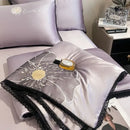GobekUsa Luxe Flower Embroidered Cool Quilt Set - Lightweight, Silky, High-End Comfort
