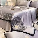 GobekUsa Luxe Flower Embroidered Cool Quilt Set - Lightweight, Silky, High-End Comfort