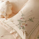 GobekUsa Luxe Flowers Embroidery 1000TC Egyptian Cotton Bedding Set with 2 Pillowcases