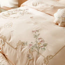 GobekUsa Luxe Flowers Embroidery 1000TC Egyptian Cotton Bedding Set with 2 Pillowcases