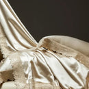 GobekUsa Luxe French Lace Edge Bedding Set: Silky Lyocell Cotton Duvet Cover, Sheet & Pillowcases