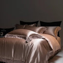 GobekUsa Luxe French Lace Edge Bedding Set: Silky Lyocell Cotton Duvet Cover, Sheet & Pillowcases