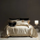 GobekUsa Luxe French Lace Edge Bedding Set: Silky Lyocell Cotton Duvet Cover, Sheet & Pillowcases