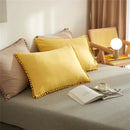 GobekUsa Luxe Furball Tasseled Yellow Bedding Set Queen/King Size Duvet Cover & Soft Bed Cover Sets