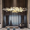 GobekUsa Luxe Ginkgo Leaves Chandelier Pendant Light for Living Room Bedroom