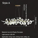 GobekUsa Luxe Ginkgo Leaves Chandelier Pendant Light for Living Room Bedroom