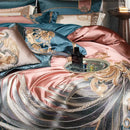 GobekUsa Luxe Gold Embroidery Palace Style Bedding Set - Duvet, Sheet, Pillowcases