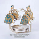 GobekUsa Luxe Gold Inlay Bone China Coffee Set: Teapot, Cup, Sugar Bowl, Creamer, Mug