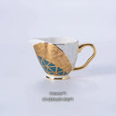 GobekUsa Luxe Gold Inlay Bone China Coffee Set: Teapot, Cup, Sugar Bowl, Creamer, Mug
