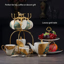 GobekUsa Luxe Gold Inlay Bone China Coffee Set: Teapot, Cup, Sugar Bowl, Creamer, Mug