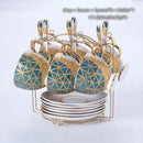 GobekUsa Luxe Gold Inlay Bone China Coffee Set: Teapot, Cup, Sugar Bowl, Creamer, Mug