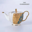 GobekUsa Luxe Gold Inlay Bone China Coffee Set: Teapot, Cup, Sugar Bowl, Creamer, Mug