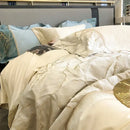 GobekUsa Luxe Gold Leaves Satin Jacquard Embroidery 1000TC Egyptian Cotton Bedding Set