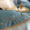 GobekUsa Luxe Gold Leaves Satin Jacquard Embroidery 1000TC Egyptian Cotton Bedding Set