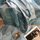GobekUsa Luxe Gold Leaves Satin Jacquard Embroidery 1000TC Egyptian Cotton Bedding Set
