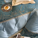 GobekUsa Luxe Gold Leaves Satin Jacquard Embroidery 1000TC Egyptian Cotton Bedding Set