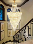 GobekUsa Luxe Golden Crystal Chandelier for Hotel Lobby, Living Room & Staircase