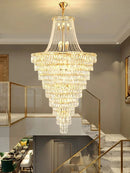 GobekUsa Luxe Golden Crystal Chandelier for Hotel Lobby, Living Room & Staircase