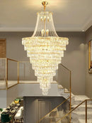 GobekUsa Luxe Golden Crystal Chandelier for Hotel Lobby, Living Room & Staircase