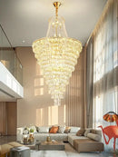 GobekUsa Luxe Golden Crystal Chandelier for Hotel Lobby, Living Room & Staircase