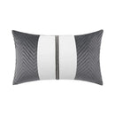Luxe gray & white chevron beaded velvet cushion cover living room by Decorbites
